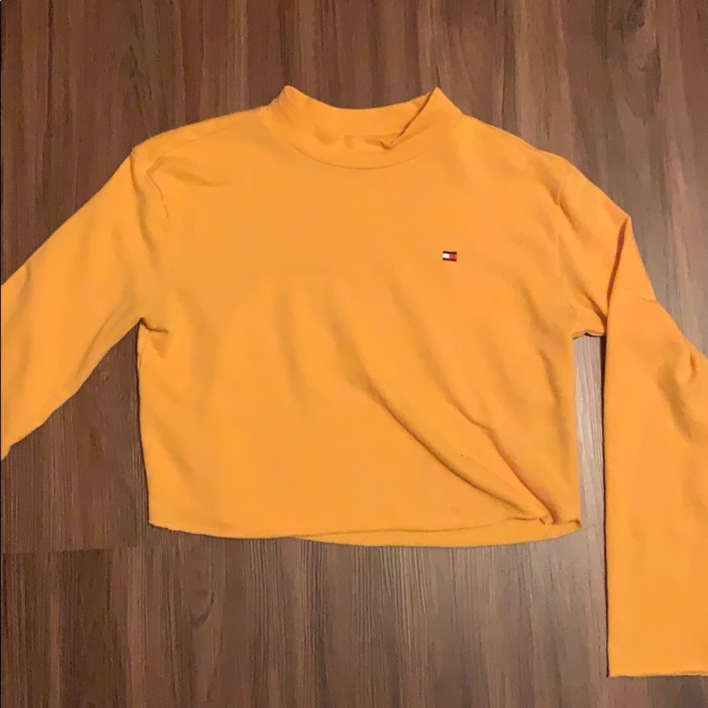 Yellow Tommy Hilfiger cropped tee turtle neck